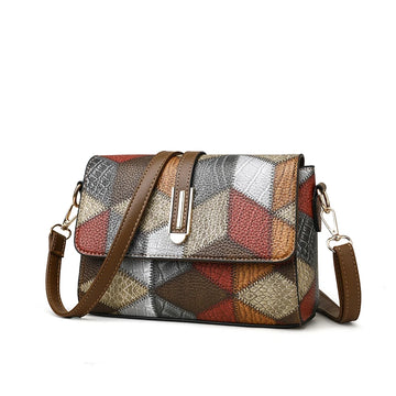Xajzpa Flap Sling Shoulder Bags for Women Vintage Splicing Crossbody Messenger Bag Purse Female PU Leather Handbag Pocket